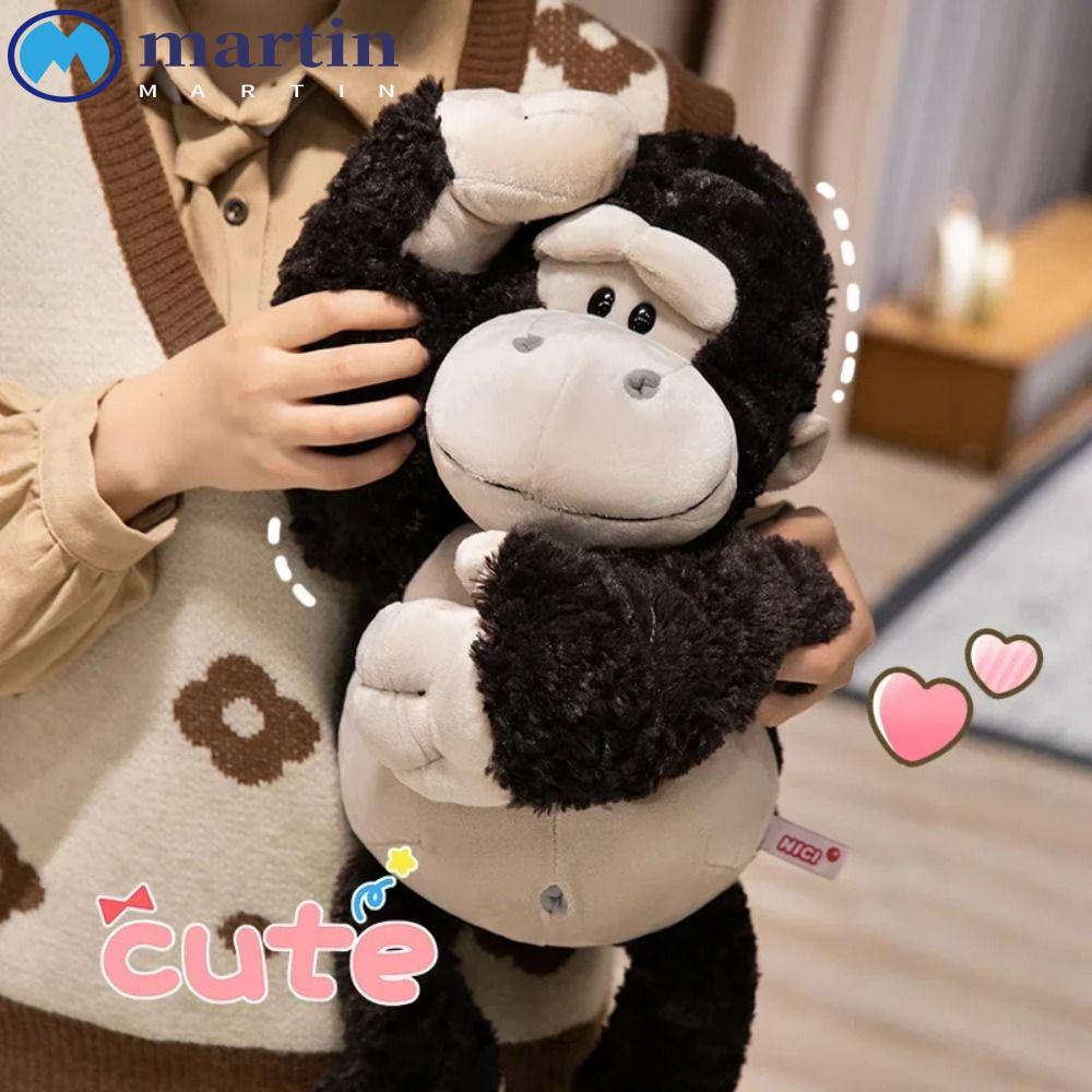 MARTIN สัตว์น่ารักของเล่นตุ๊กตา,สีดํา Gorilla King Kong การ์ตูนสัตว์ตุ๊กตาตุ๊กตา, Plushie สัตว์ของเล่น PP ผ้าฝ้ายปุยรุ่น Q หมอนนอนการ์ตูนของขวัญวันวาเลนไทน์