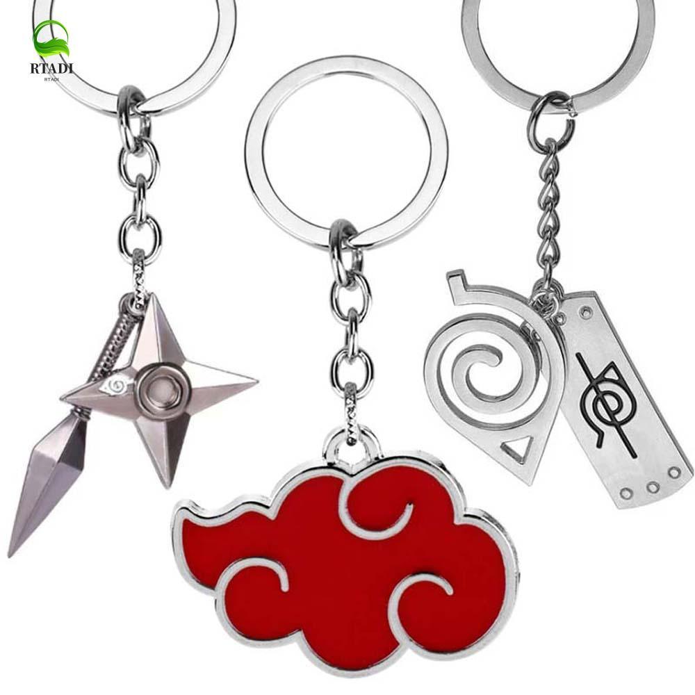 RTADI Naruto Key Rings พวงกุญแจพวงกุญแจกระเป๋าโลหะจี้ของขวัญพวงกุญแจรถ Red Cloud การ์ตูน Naruto