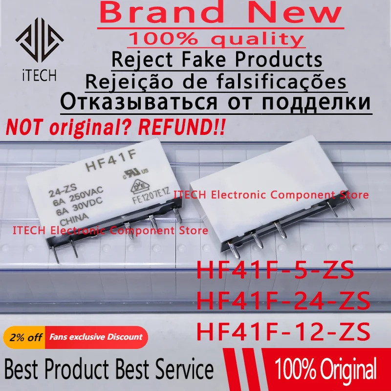 10 ชิ้น/ล็อต HF41F/24-ZS HF41F/12-ZS HF41F/5-ZS DIP-5 ใหม่ Original Power Relay HF41F-24-ZS HF41F-12