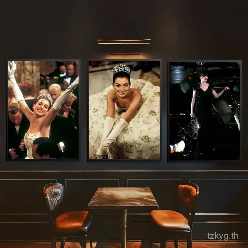 Anne Hathaway Actress โปสเตอร์ผนังสําหรับห้องนั่งเล่นบาร์ภาพวาดตกแต่งวินเทจ