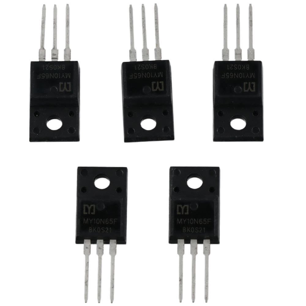 ทรานซิสเตอร์ MOS Field-Effect 5 ชิ้น, ทรานซิสเตอร์ MOSFET N-Channel, MY10N65F 10N65F 650V 10A TO-220