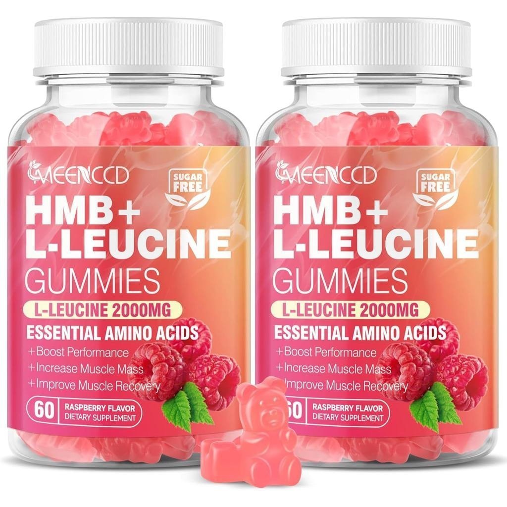 2 แพ็ค HMB และ L-Leucine Gummies, 3000mg HMB และ Leucine Amino Acid สําหรับการเจริญเติบโตของกล้ามเนื
