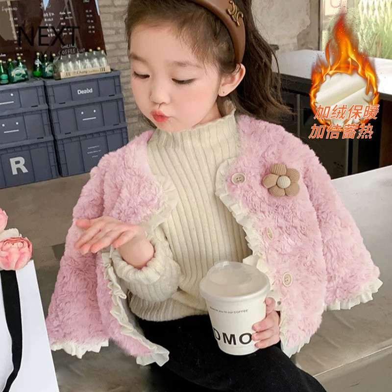 แจ็คเก็ตขนสัตว์แฟชั่นฤดูหนาว 2024 ซับในขนแกะและแบบควิลท์ สำหรับเด็กสาว