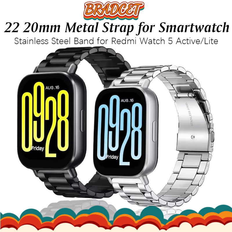 20mm 22mm Strap สายรัดข้อมือโลหะสแตนเลส สำหรับ for Redmi Watch 5 Active/Lite /Samsung Galaxy Watch/Garmin/Huawei/Amazfit