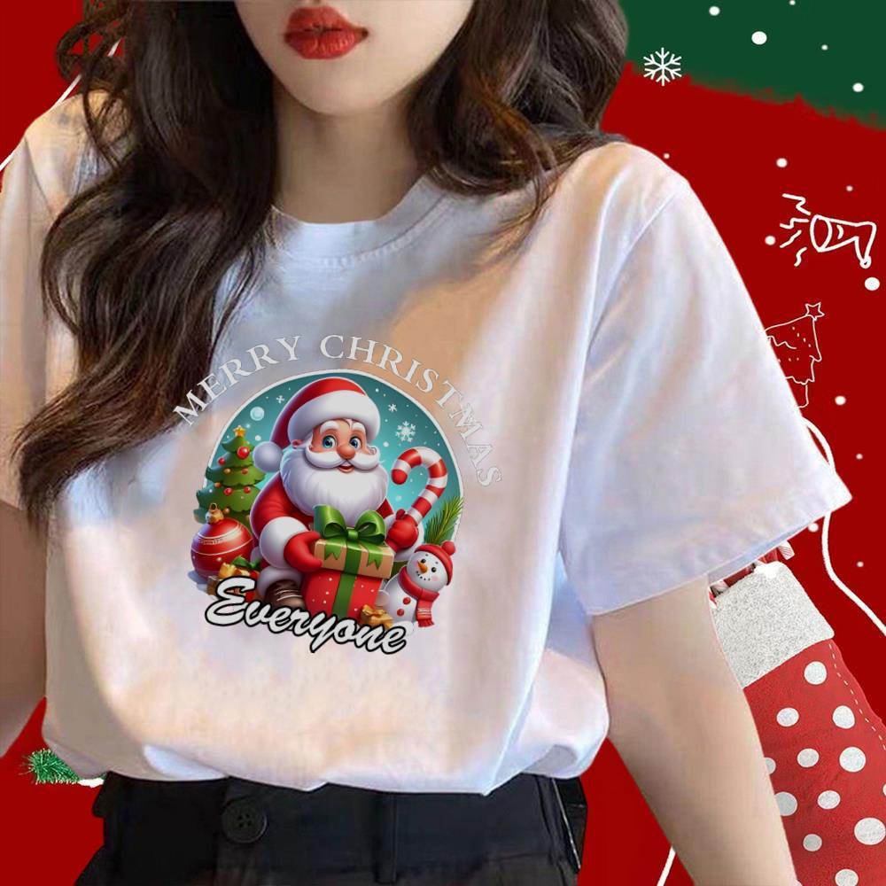 🎅🎅พร้อมส่ง เสื้อคริสต์มาส 🎄Merry Christmas T-Shirt Xmas Gift ซานตาคลอส พิมพ์ลาย เสื้อยืดคอตตอน S-3XL