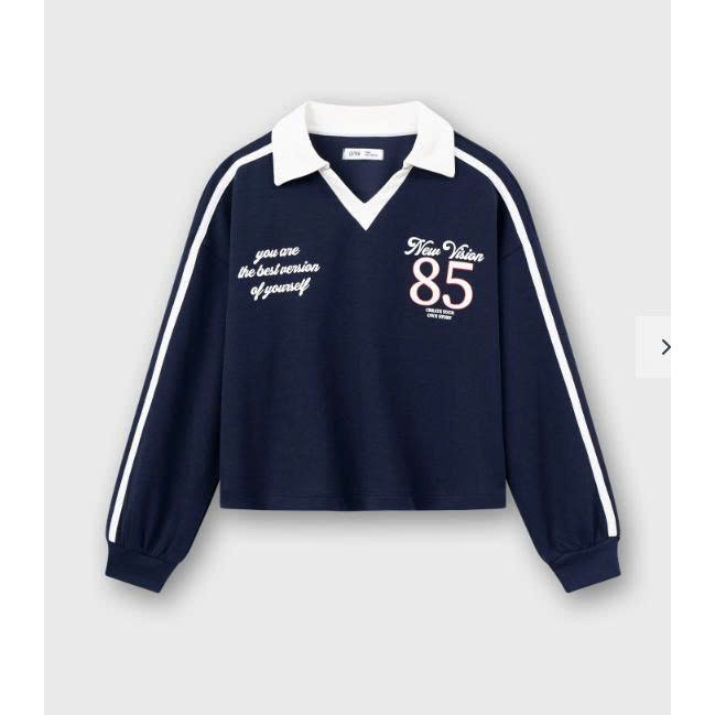 CANIFA เสื้อโปโลเด็กผู้หญิงพิมพ์ลายคอปกและแขนยาว 1TP25C003