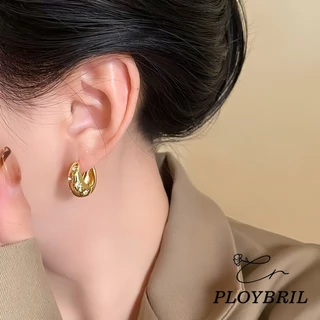 PLOYBRIL S925 Silver Gold Water Drop Metal Buckle Hoop ต่างหูหู Studs เครื่องประดับอุปกรณ์เสริม E015