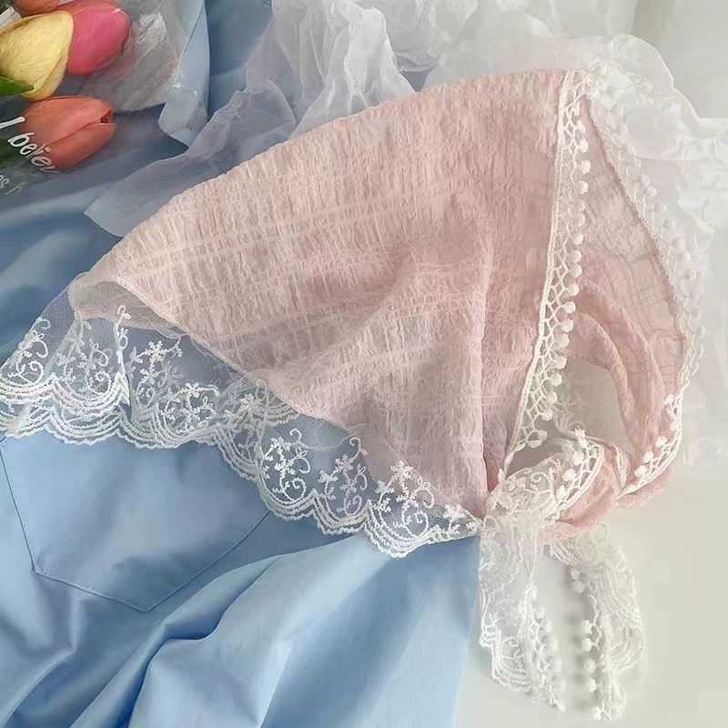 法式气质丝巾蕾丝边三角系腰巾裙子装饰腰封出游搭配腰带屁帘叠穿French Style Elegant Silk Scarf Lace Triangle Waist Scarf Skirtfhybocx