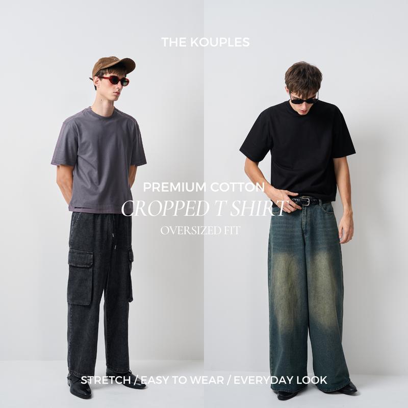 เสื้อครอป เสื้อยืด KOREAN CROPPED T-SHIRT - KOUPLES ผ้าหนา SUPER SOFT ใส่สบาย เป็นทรง เสื้อoversize 