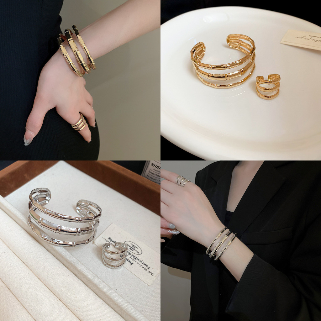 สร้อยข้อมือเคลือบหลายชั้น สีทอง/เงิน – ดีไซน์เฉพาะตัวไม่ซ้ำใคร – เครื่องประดับแฟชั่นคุณภาพสูงสำหรับผู้หญิง