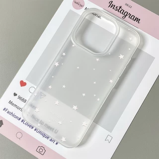 ส่งจากไทย เคสโทรศัพท์รุ่น16 ลายดาวสีฟ้าขาว สไตล์อิน เคสใสแบบด้าน For IPhone17 16 13 11 12 14 15ProMAX XR XSMAX 6/7/8PLUS