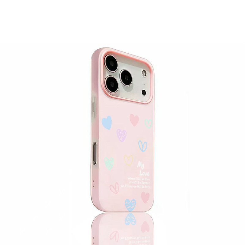 AWIFI เคสโทรศัพท์ ดูดีเรียบง่ายลายสวยน่ารัก เหมาะสำหรับเคสไอโฟน iphone 11 17 16 Pro Max XR 12 13 14 15 สีชมพูสวยงาม#080