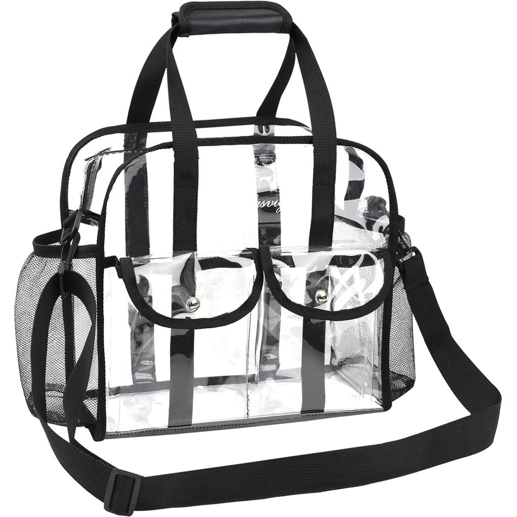 MOFASVIGI Clear Bag Stadium Approved Transparent Waterproof Clear Tote Bags for Work, Sports Games, 