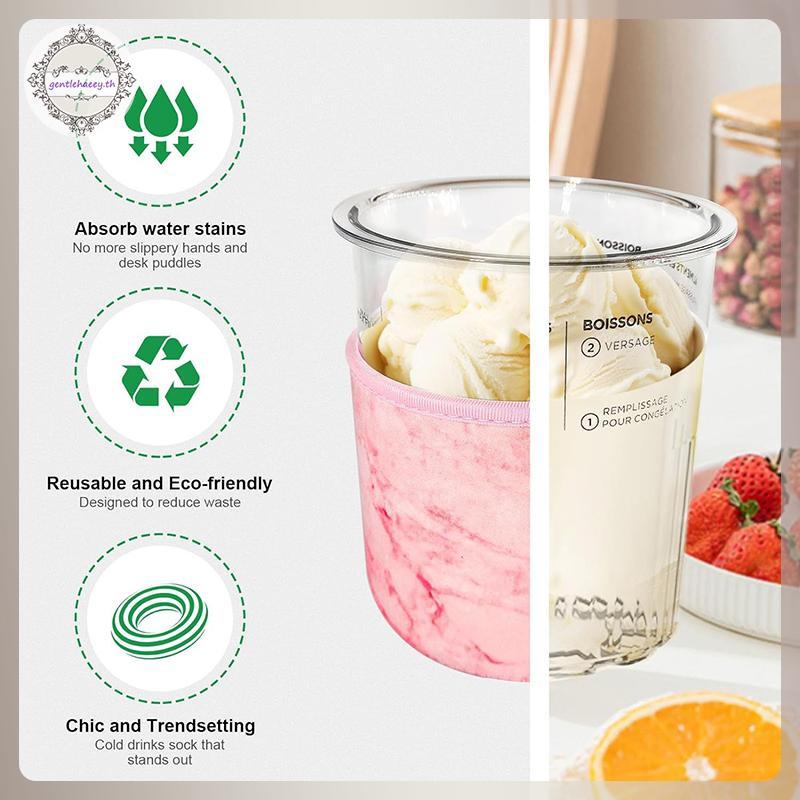 GG 4 ชิ้นไอศกรีมถ้วยสําหรับ Ninja NC501 Pints Reusable Neoprene แขนป้องกันการควบแน่นลื่นฉนวน 16/24Oz