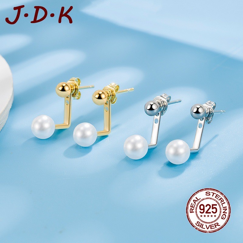 JDK 18K Gold Pearl Stud ต่างหูสําหรับผู้หญิงเงิน 925 ใหม่