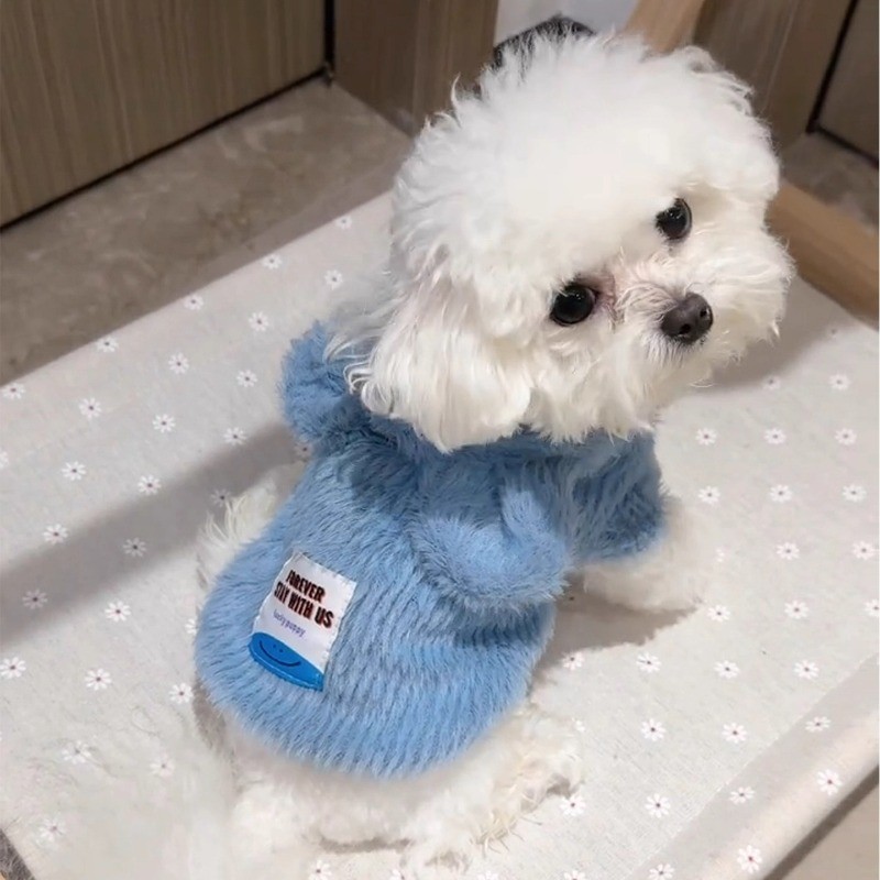 เสื้อฮู้ดสัตว์เลี้ยงน่ารัก ฤดูหนาวสุนัขแมวเสื้อผ้าเสื้อกันหนาวขนแกะที่อบอุ่นพร้อมหมวก ชุดบ้าน สําหรับสัตว์เล็ก - รูปที่ 2