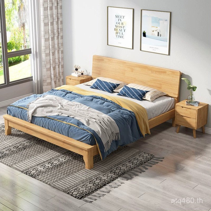 Mi 1.2 Nordic 1.5 B & B เตียงเดี่ยว Log เตียงคู่ Mimi ไม้เนื้อแข็งเฟอร์นิเจอร์เตียง 1.8 Apartment ขน