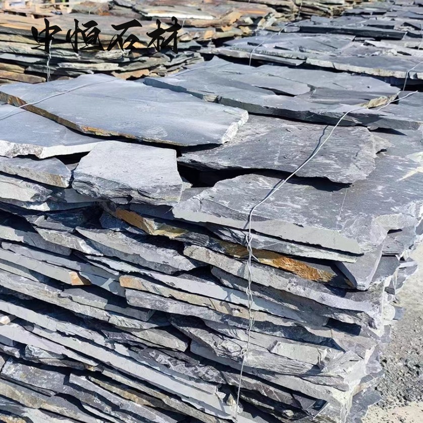 Bluestone Fragmentation Irregular Slice Slate Culture Stone Garden สีดําพื้นกันลื่น Laying Stone สีเ