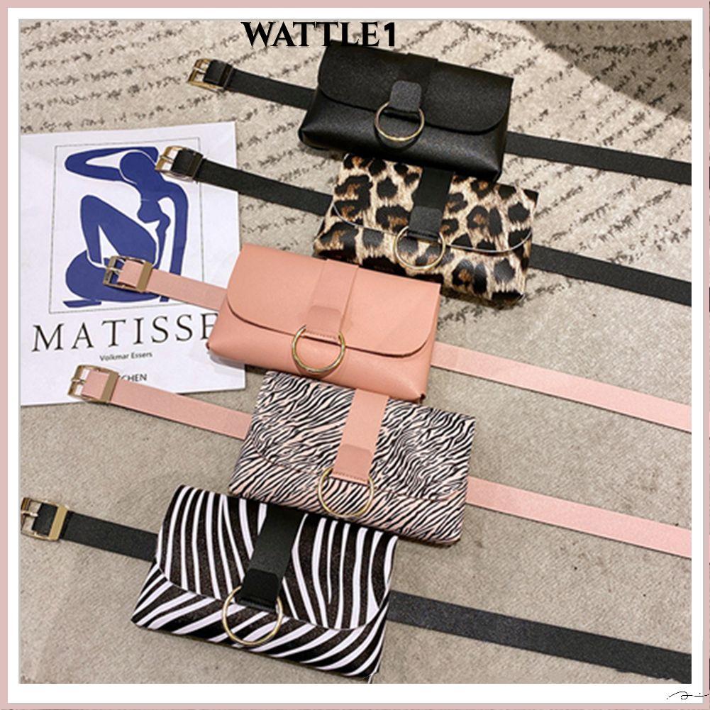WATTLE กระเป๋าเข็มขัดสุภาพสตรีแฟชั่น 2-in-1 แบบ Girdle อุปกรณ์เสริมแฟชั่น กระเป๋าเอวสีตัดกัน