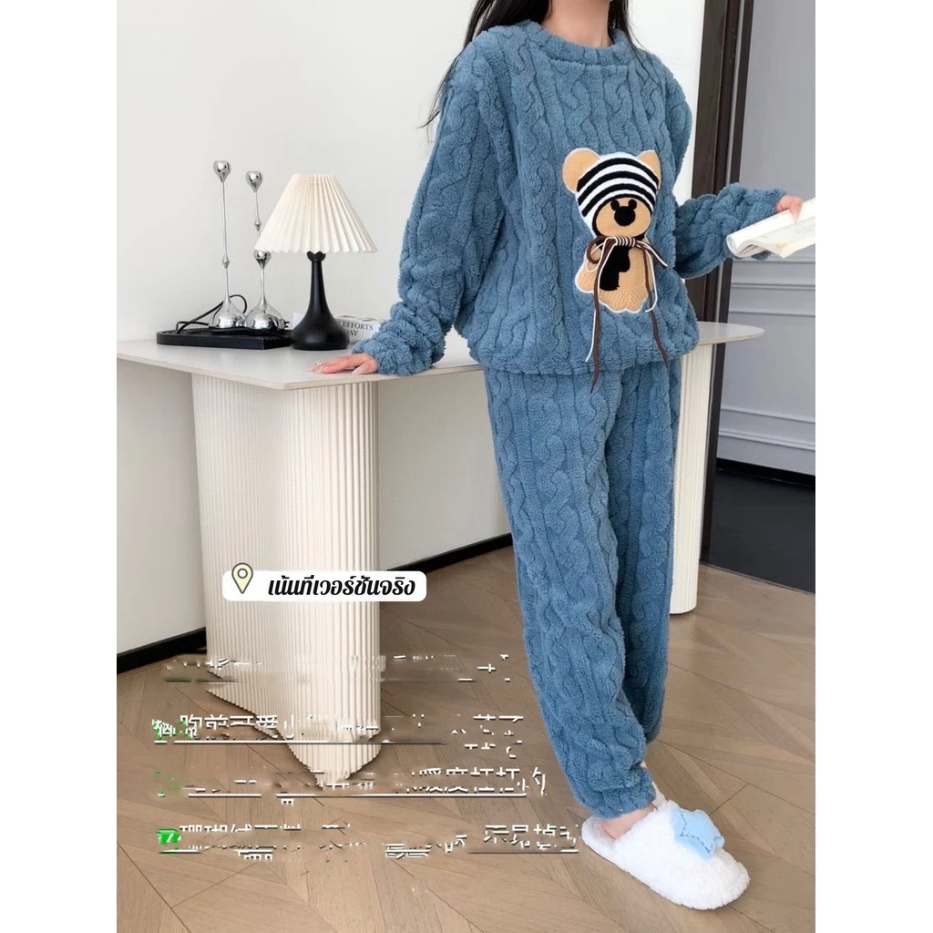 มีความยืดหยุ่นสูงและไม่แน่น ชุดชุดนอน ชุดนอน นุ่มนวลต่อการสัมผัส การ์ตูน กักเก็บความอบอุ่นได้ดี หมีหกสี ชุดนอน ทนทาน ต้านเชื้อแบคทีเรีย ชุดบ้าน ดูดความชื้น สะดวกสบายและอบอุ่น