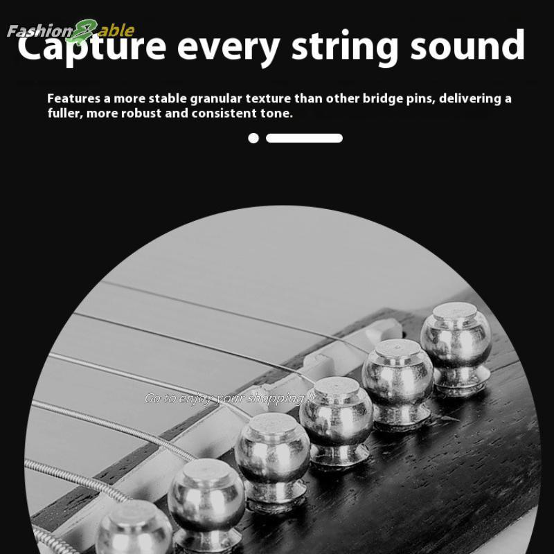 แฟชั่น.shop03 6 ชิ้นกีตาร์ Strings เล็บโลหะอะคูสติกกีตาร์สะพาน Pins ทองเหลืองคงที่กรวย Pins String N