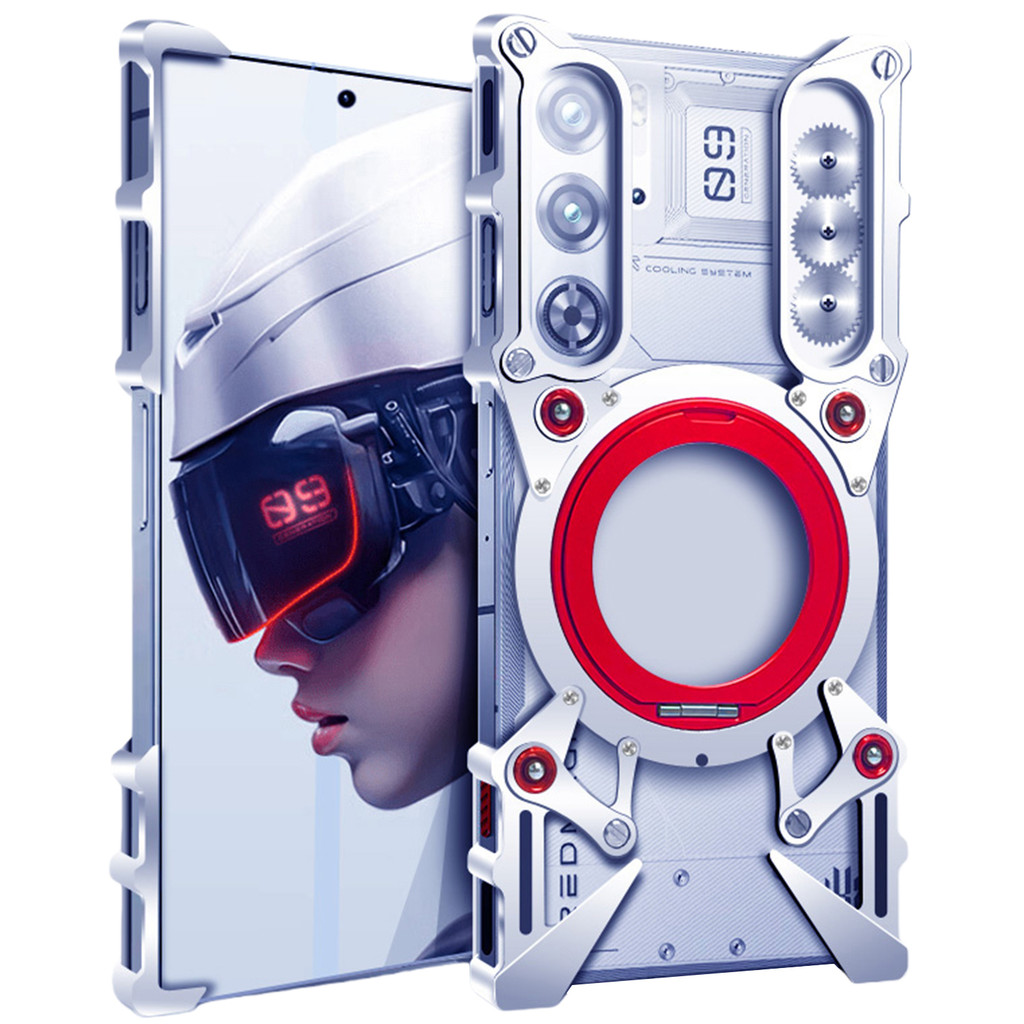 เคสโลหะแม่เหล็กสําหรับ Nubia Redmagic 9S Pro+ / 9S Pro / 9 Pro+ / 9 Pro พร้อมที่วางหมุนได้ขาตั้ง