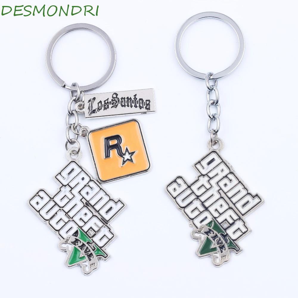 DESMONDRI เกม GTA V พวงกุญแจสําหรับแฟน Muti-Pendant กระเป๋าจี้ PS4 Xbox PC เกมเกม GTA Key Holder