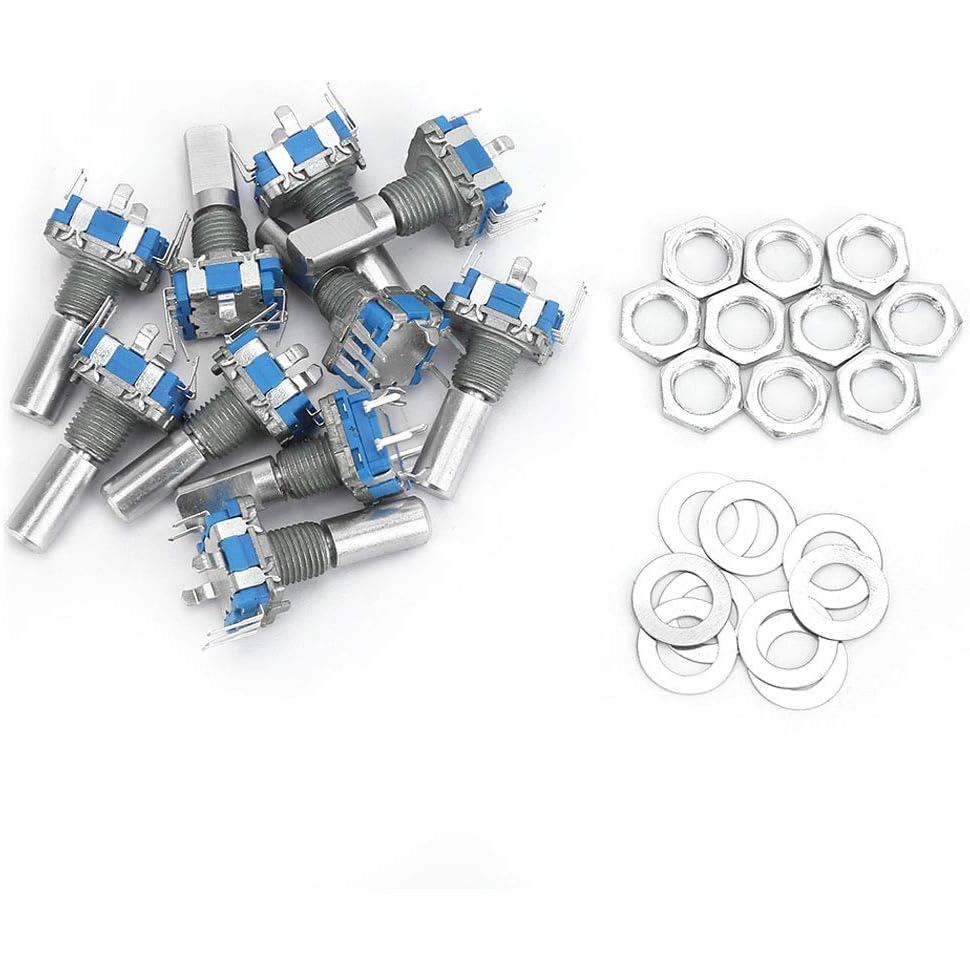 10PCS 5 Pin Rotary Encoder + เครื่องซักผ้า + Nuts DC 5V EC11 Rotary Encoder Coding สวิทช์ดิจิตอล Pot