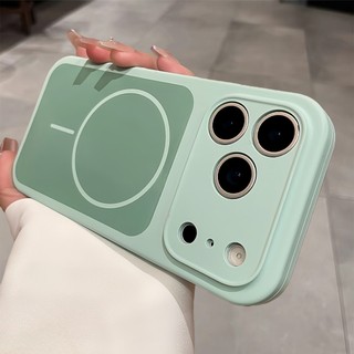 เคสแม่เหล็กซิลิโคนเหลวคุณภาพสูงสําหรับ iPhone 17 Pro 16 15 Pro max ปุ่ม AI ฝาครอบกันกระแทกแบบด้าน