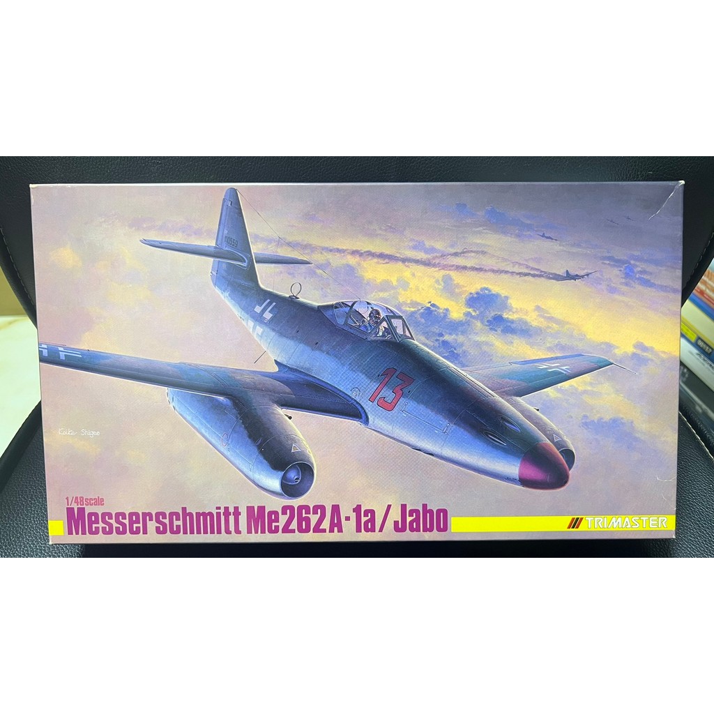 TRIMASTER 1/48 Me262A-1a/Jabo Jet Fighter Model, Assembled Model, with Original Display Box.Gray Bod