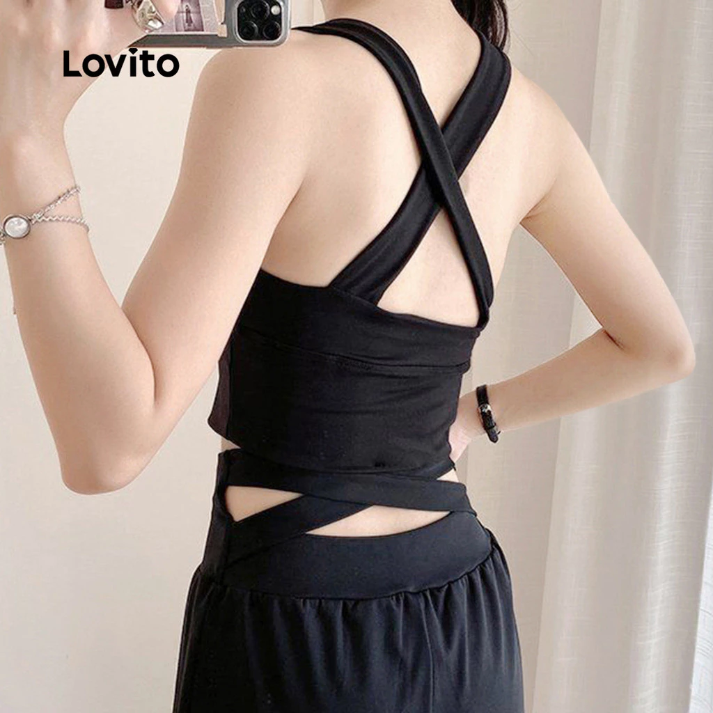 Lovito สปอร์ตบรา ซิปเปอร์ พุชอัพ ยืดหยุ่น 4 ทิศทาง สีฟ้า LNA129036 thumbnail 7