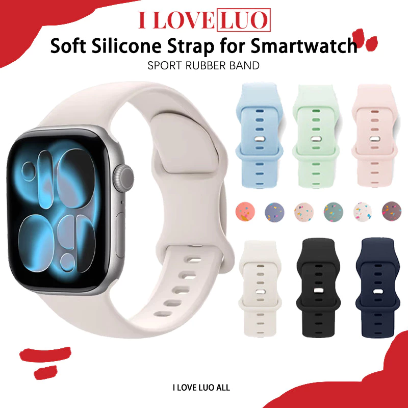 สายยางซิลิโคน for Smartwatch Iwatch Ultra/SE 3 2 Series 11 10 9 8 7 6 549 46 45 44 42 41 38มม สายรัดข้อมือเปลี่ยนอ่อน