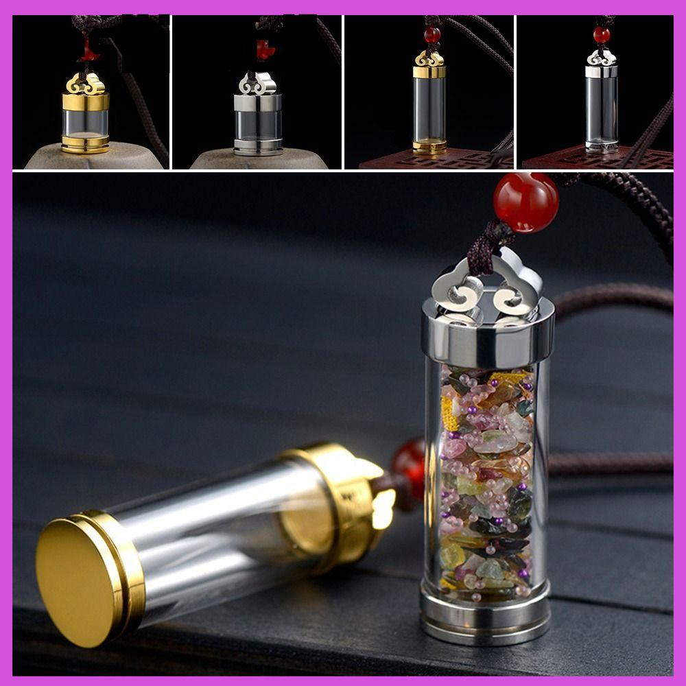 RESILIENCI1 น้ําหอมสร้อยคอ Vial, ทองเงิน Memorial Jewellery Wishing ขวดจี้, โปร่งใสเปิดน้ํามันหอมระเ