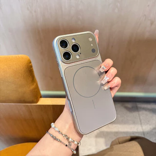 บางเฉียบหน้าต่างขนาดใหญ่แม่เหล็กเคสโทรศัพท์ for iPhone 17 15 13 14 16 Pro max ป้องกันลายนิ้วมือ ฟังก์ชันป้องกันกล้อง
