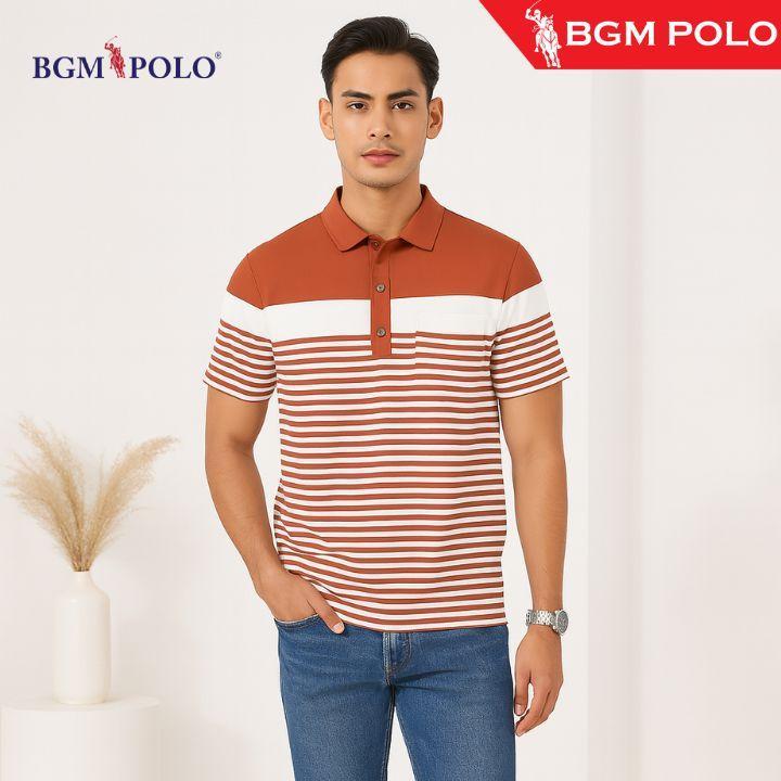 BGM POLO COLLAR เสื้อยืดลายทางเล็ก BP-CS456SSP4601-MNCNCTW