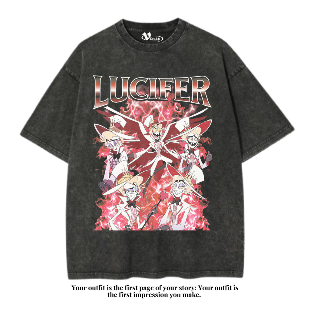 VEGA88 *liCIFER hazbin hotel* เสื้อยืดโอเวอร์ไซส์ | เสื้อยืดโอเวอร์ไซส์ | เสื้อยืด Washed | ซักล้างแ