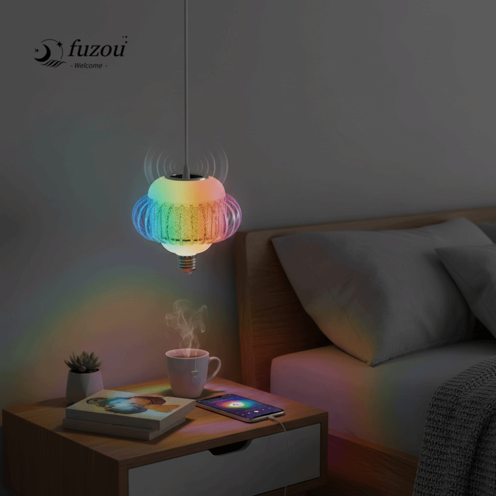 FUZOU หลอดไฟเพลง, RGB แสงสีขาว E27 ฐานหลอดไฟ RGB, LED เทคโนโลยีเปลี่ยนสีรีโมทคอนโทรลไร้สายบลูทูธหลอด