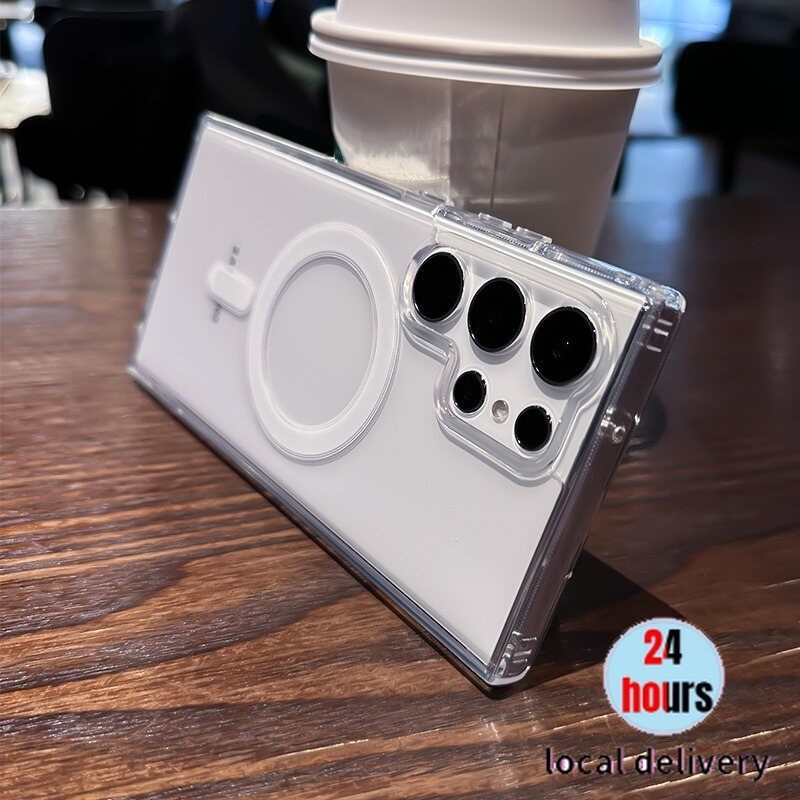 เคสอะคริลิกแม่เหล็กสำหรับ Samsung A07 A17 A56 A36 A26 A16 A06 S25 Ultra S24 S23 FE เคสใส