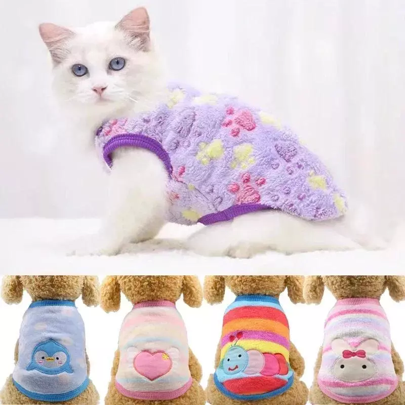 ขนาด XXS-XL Warm Cartoon Pet Dog Cat Rabbits เสื้อผ้า