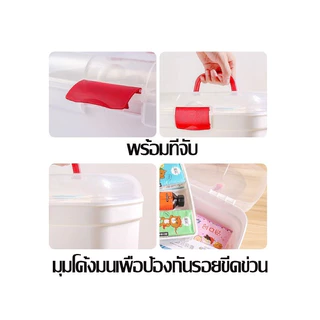 COD💊กล่องปฐมพยาบาล กล่องเก็บยา สองชั้น ความจุสูง พร้อมที่จับ กล่องใส่ยาสามัญประจำบ้าน สามขนาดS/M/L