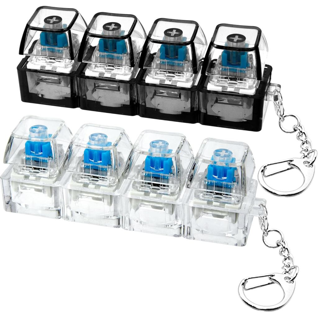 2 PCS Keyboard Fidget Toy, Keyboard Fidget Keychain 4-in-1 Keyboard Decompression Button Finger Clic