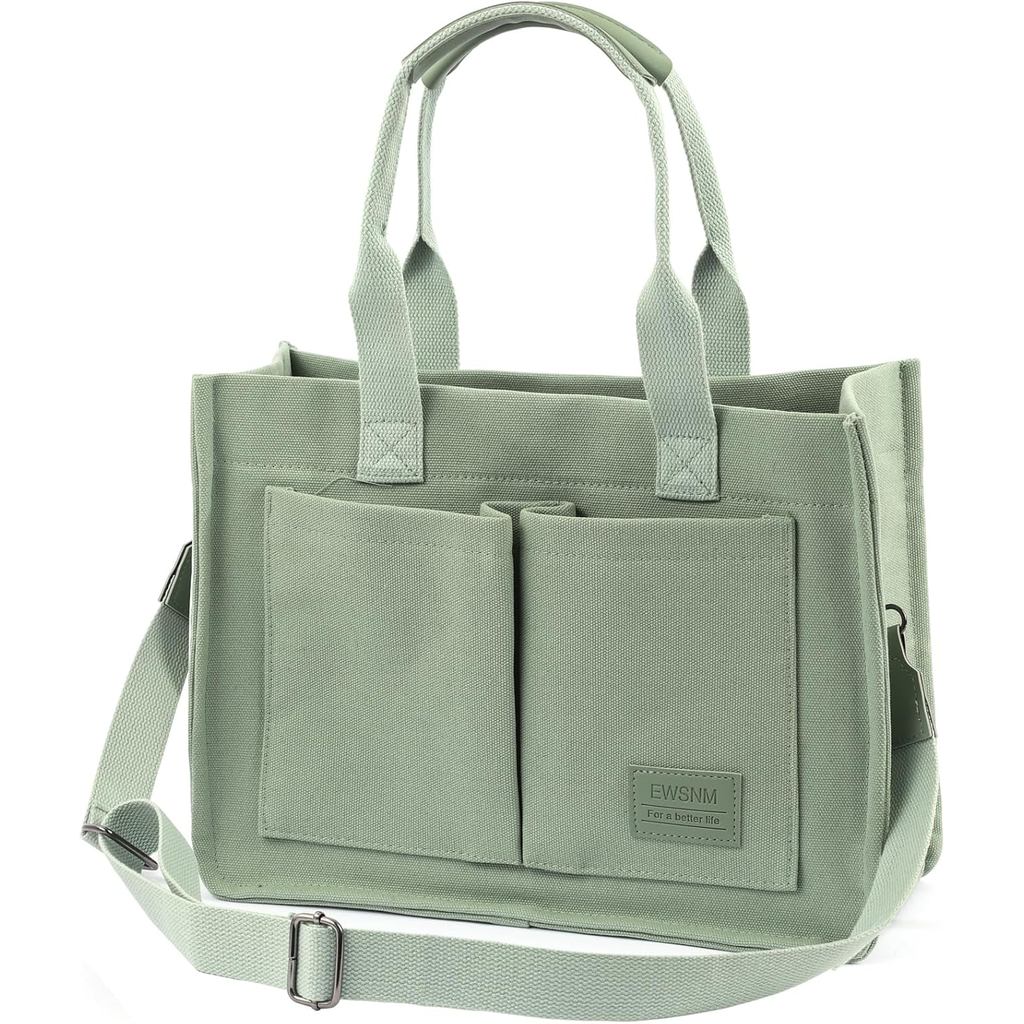 Canvas Tote Bag for Women, Large Laptop Travel Tote Handbag Totes with Crossbody Shoulder Teachers R