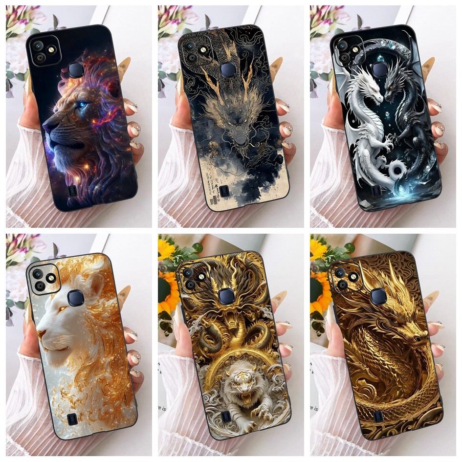 สําหรับ Infinix Smart HD 2021 กรณี X612B X612 ฝาครอบ Cool Dragon Lion การ์ตูนทาสีซิลิโคนนุ่ม TPU สําหรับ SmartHD 2021 Shell