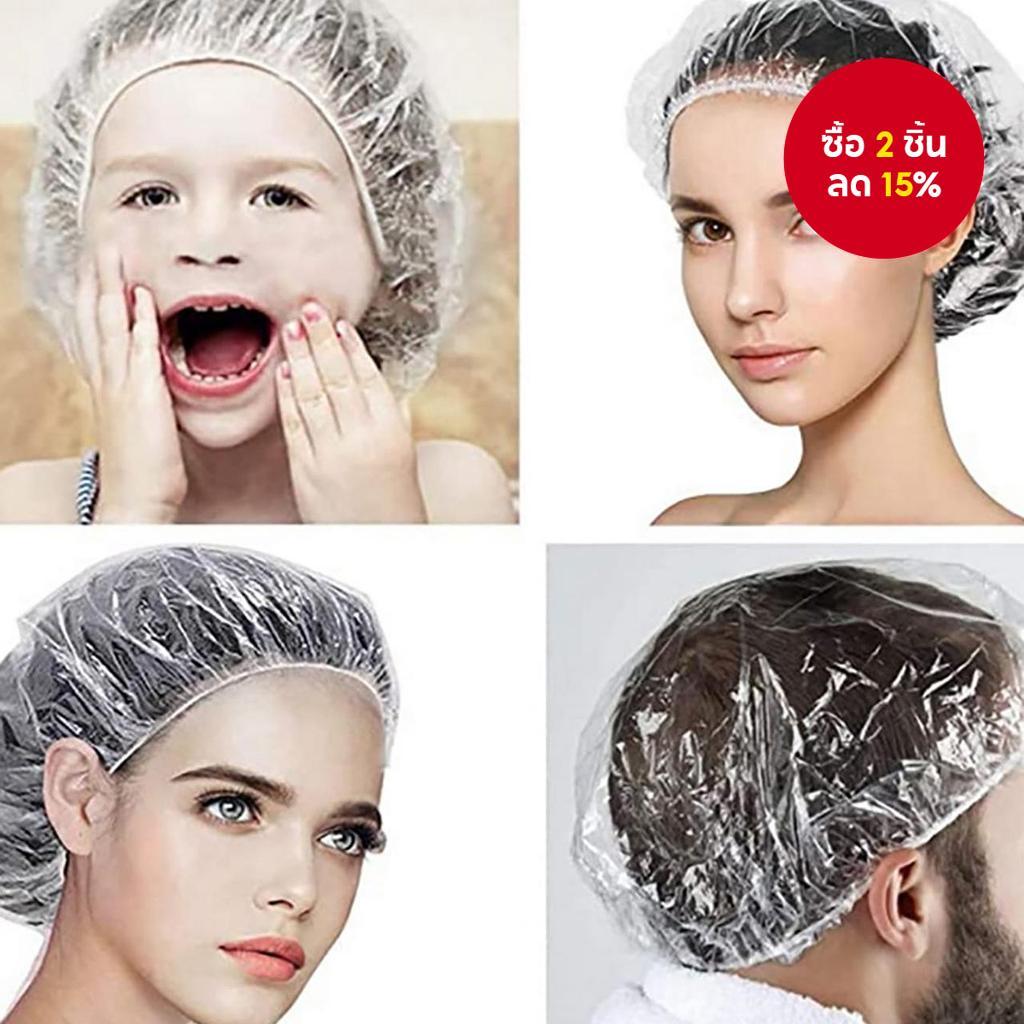 หมวกอาบน้ําพลาสติก แอลดีพีอี แบบใช้แล้วทิ้ง 100 ชิ้น: ผ้าคลุมผมยืดหยุ่นกันฝุ่นและกันน้ํา