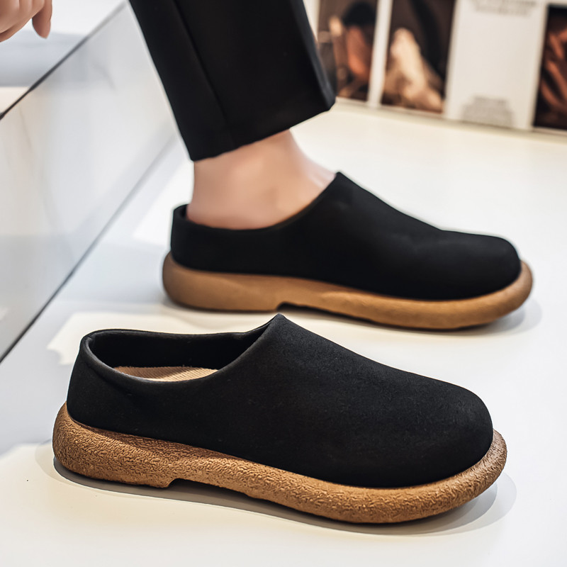 ขนาดใหญ่ 46 ผู้ชายs กลางแจ้งแฟชั่น Mules Slip บนรองเท้าขี้เกียจหนังนิ่มรองเท้าลําลอง