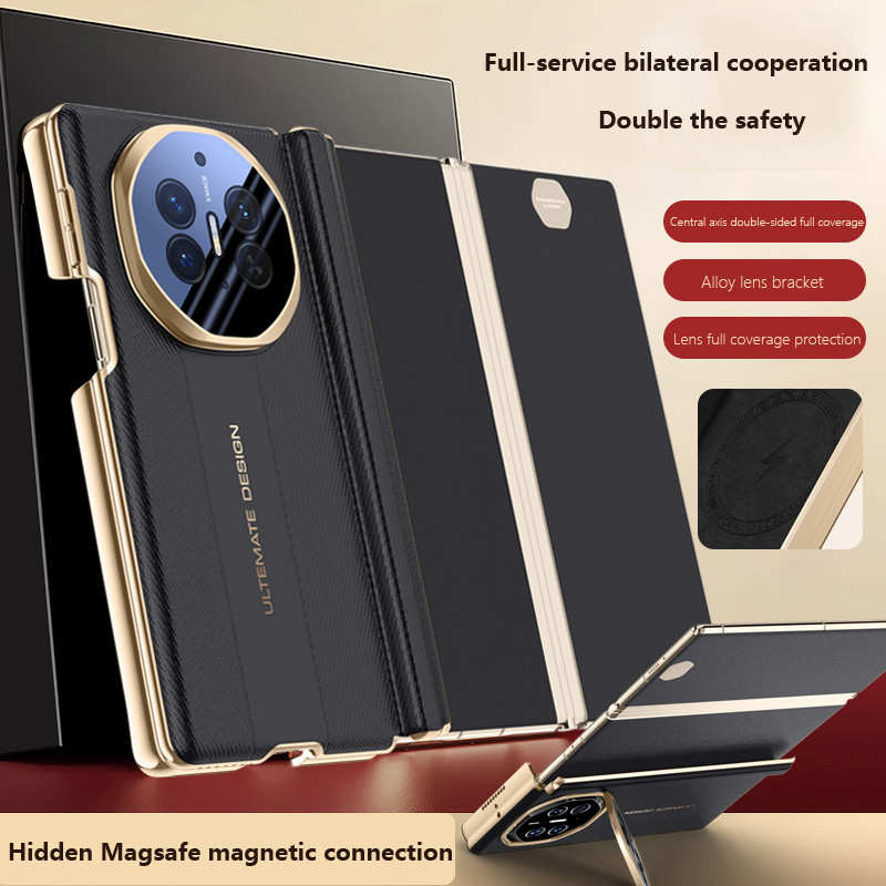 หรูหราชุบหนังกลับสําหรับ Huawei Mate XT Ultimate 5G เลนส์ยึดฝาครอบป้องกันสําหรับ Huawei Mate XT XTs 