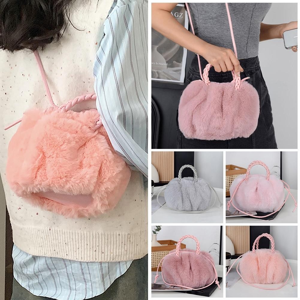 Furry Bag Cloud Bag จําลองแบบพกพาอเนกประสงค์ One Small Multiple Bag Bag Pumpkin Fashion O3