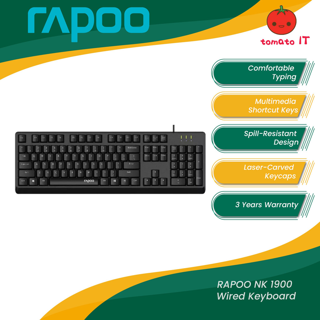RAPOO NK1900 คีย์บอร์ดขนาดเต็มแบบมีสาย USB