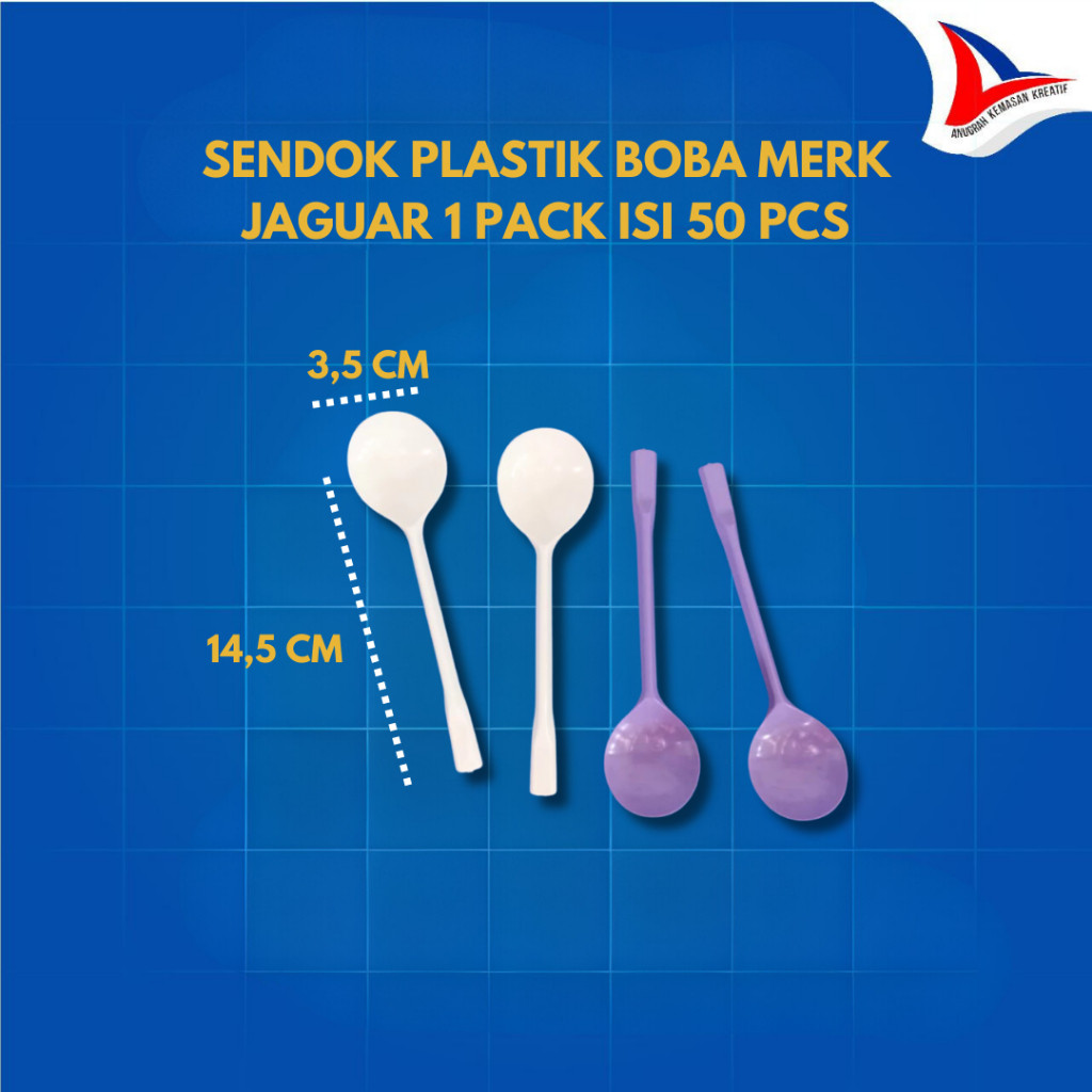 Jaguar ช้อนพลาสติก, ช้อนเครื่องดื่มนมน้ําแข็งกาแฟ Boba 50 ชิ้น