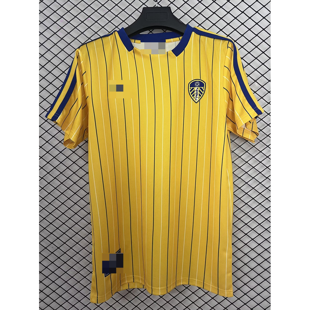 พัดลม Leeds United รุ่นใหม่ปี 2526 สีเหลือง-retro เสื้อฟุตบอลวัฒนธรรมแขนสั้น ไซส์ S-4XL
